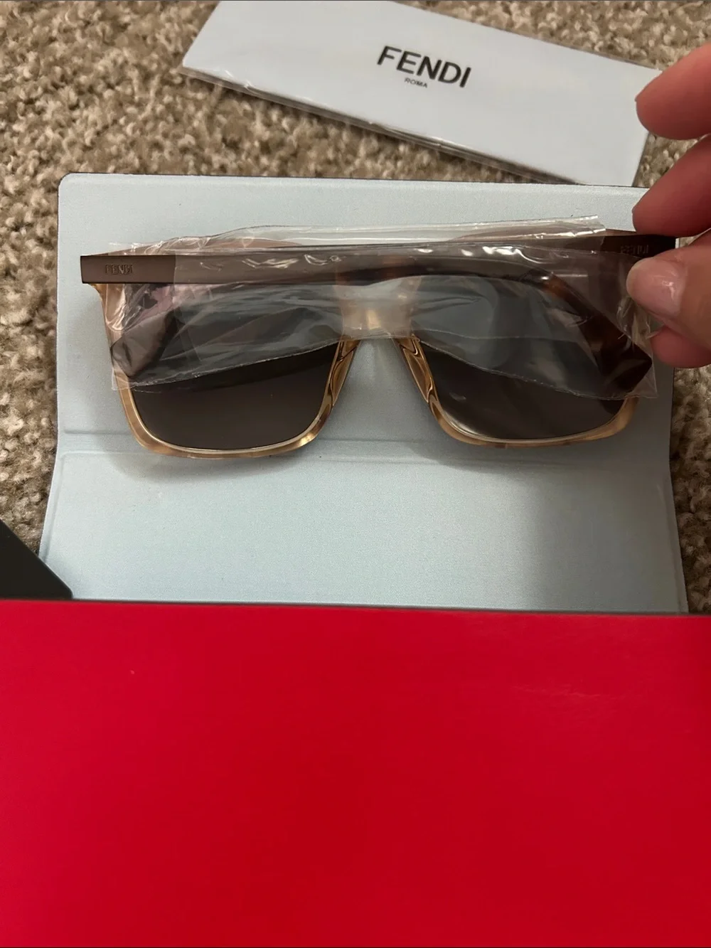 Fendi Women's Red Frame Sunglasses with Red Case